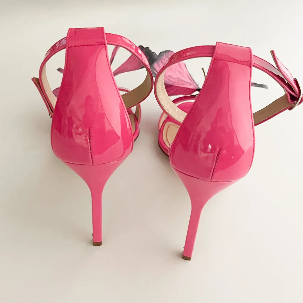 Manolo Blahnik Pink Sandal Heels With Reworked Butterfly